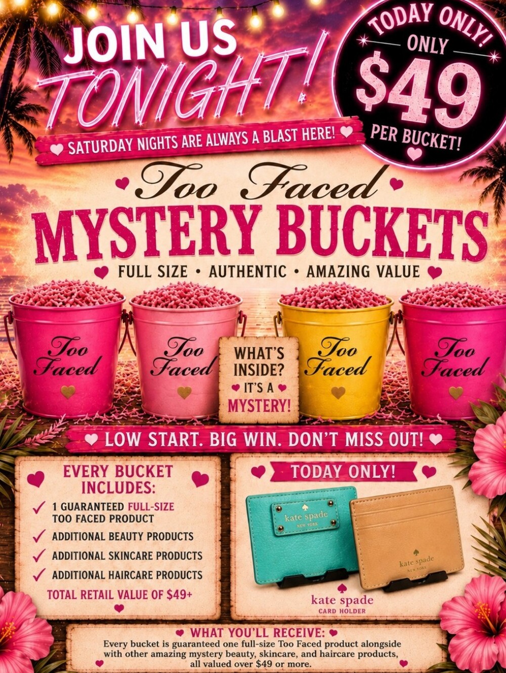Too Faced Pink & Yellow Mystery Sand Bucket
